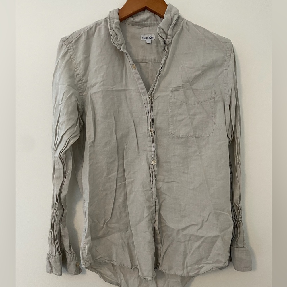 Steven Alan Light Gray Button Down, Size M - image 1